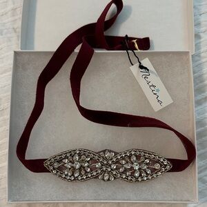 Nestina Burgundy Velvet with Crystals Belt   Size M